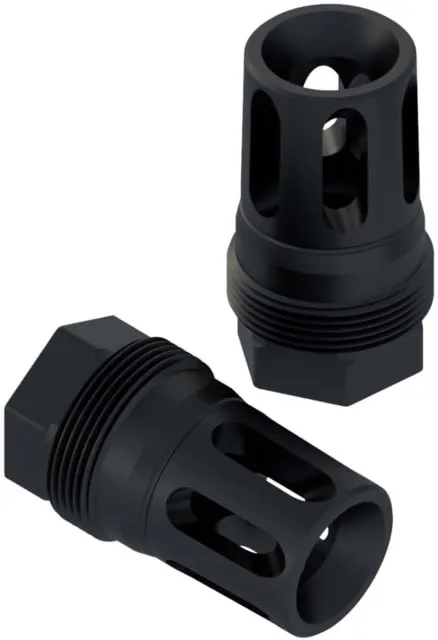 Comstock Armory Compact Flash Hider, 9mm Luger, 1/2x28, Black Nitride, Black, FHC-12-9 (product photo)