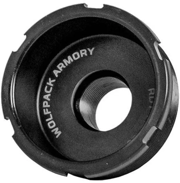 Wolfpack Armory Recessed Direct Thread S HUB Adapter, 1/2x28, Black Nitride, RDTS128BN (product photo)