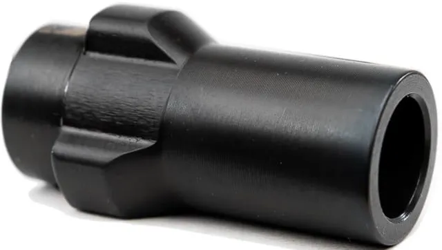 Angstadt Arms 3-Lug Devices Muzzle Adapter, 9mm Luger, 1.42 inch, 1/2x28 TPI, Black Nitride, Black, AA093LSD28 (product photo)