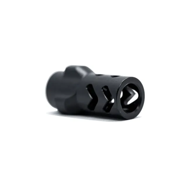 Angstadt Arms 3-Lug Adapter, 9mm Dual Chevron Brake, 1/2x28, Black, AA093LDC28 (product photo)