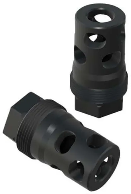 Comstock Armory Compact Muzzle Brake, 9mm Luger, 1/2x28, Black Nitride, Black, MBC-12-9 (product photo)